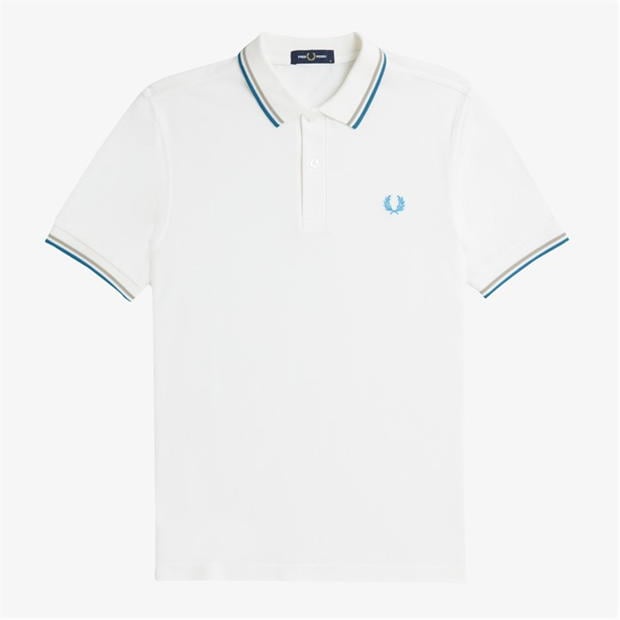 Tricouri Polo Fred Perry maneca scurta Twin Tipped alb gri v36