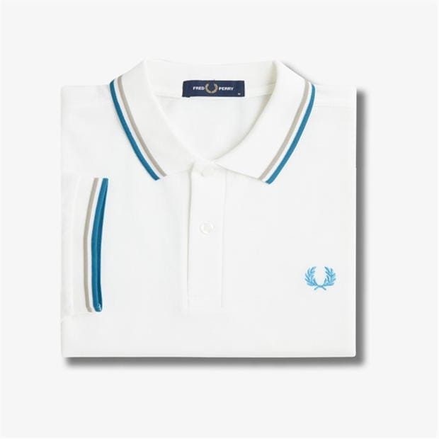 Tricouri Polo Fred Perry maneca scurta Twin Tipped alb gri v36