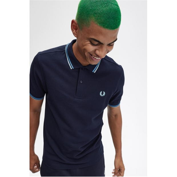 Tricouri Polo Fred Perry maneca scurta Twin Tipped bleumarin albastru s37