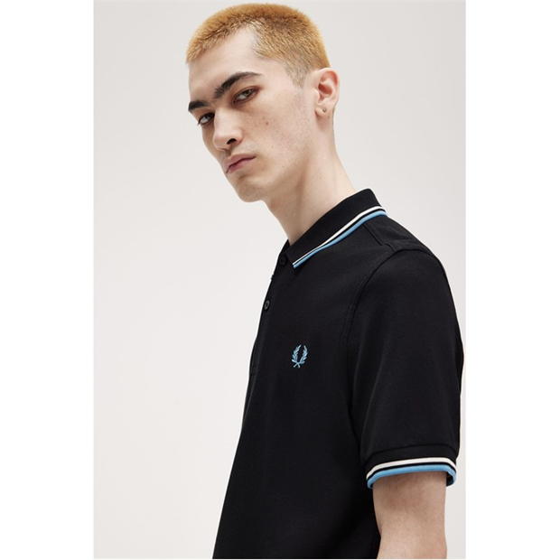 Tricouri Polo Fred Perry maneca scurta Twin Tipped negru alb albastru