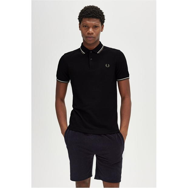 Tricouri Polo Fred Perry maneca scurta Twin Tipped negru alb laur