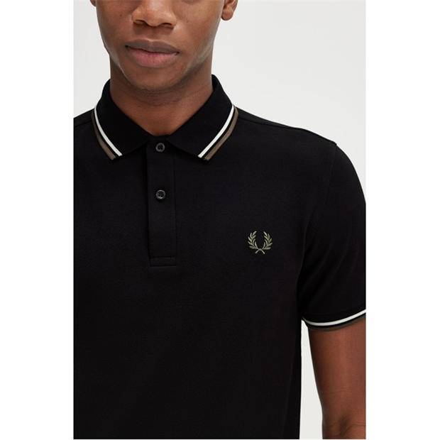 Tricouri Polo Fred Perry maneca scurta Twin Tipped negru alb laur