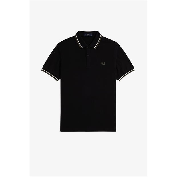 Tricouri Polo Fred Perry maneca scurta Twin Tipped negru alb laur