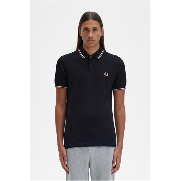 Tricouri Polo Fred Perry maneca scurta Twin Tipped negru portocaliu s03