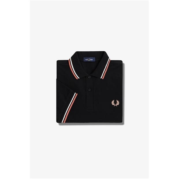 Tricouri Polo Fred Perry maneca scurta Twin Tipped negru portocaliu s03