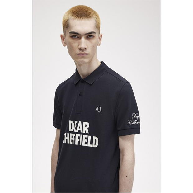 Tricouri Polo FRED PERRY X Corbin Shaw Dear Sheffield bleumarin