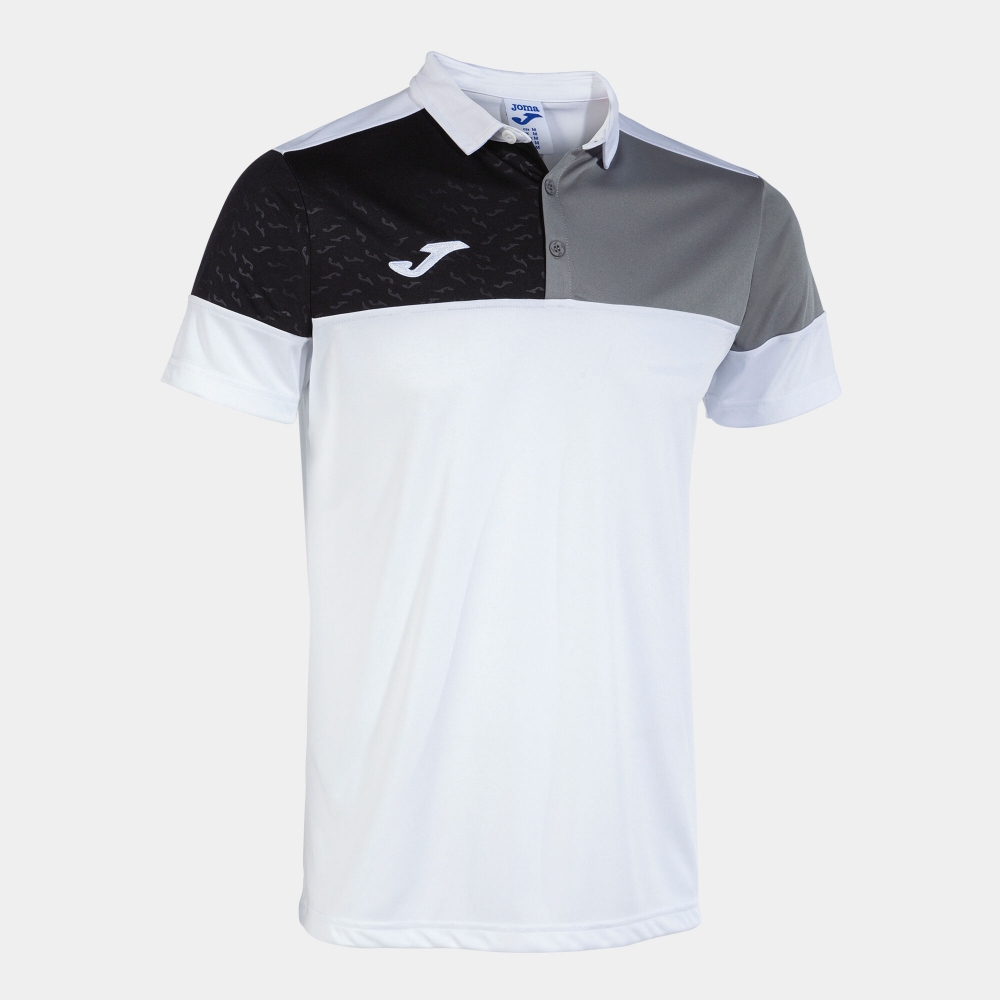 Tricouri polo Joma Crew V maneca scurta alb gri