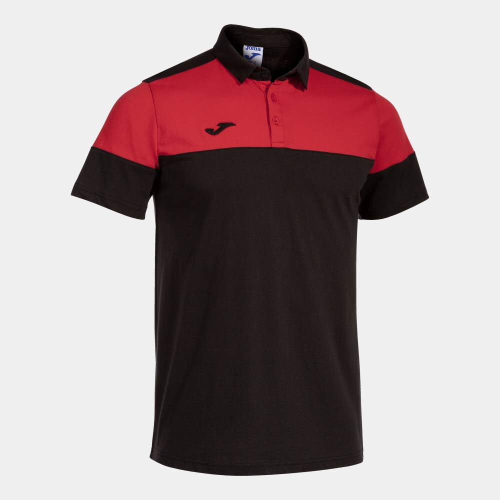 Tricouri polo Joma Crew V maneca scurta negru rosu