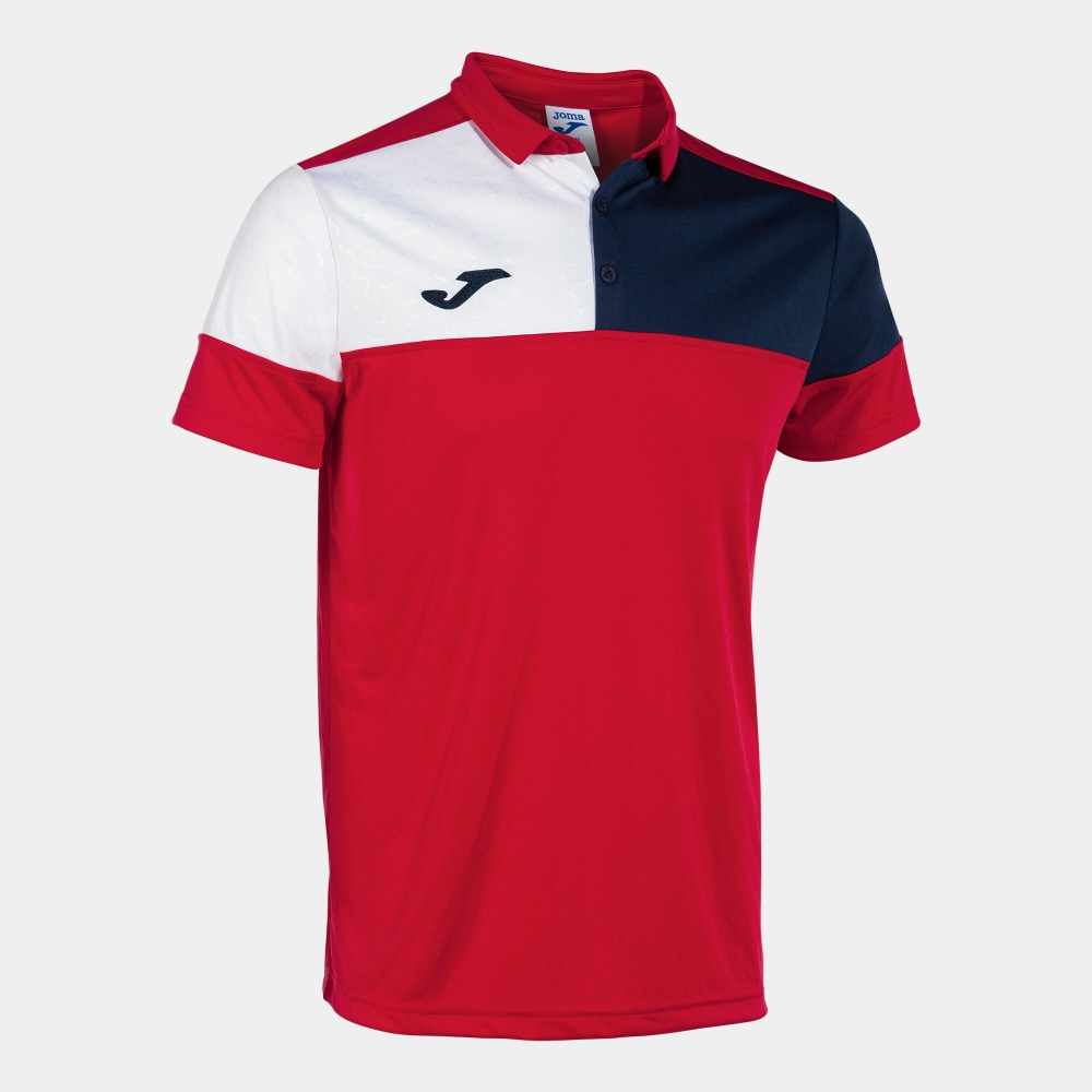 Tricouri polo Joma Crew V maneca scurta rosu bleumarin alb