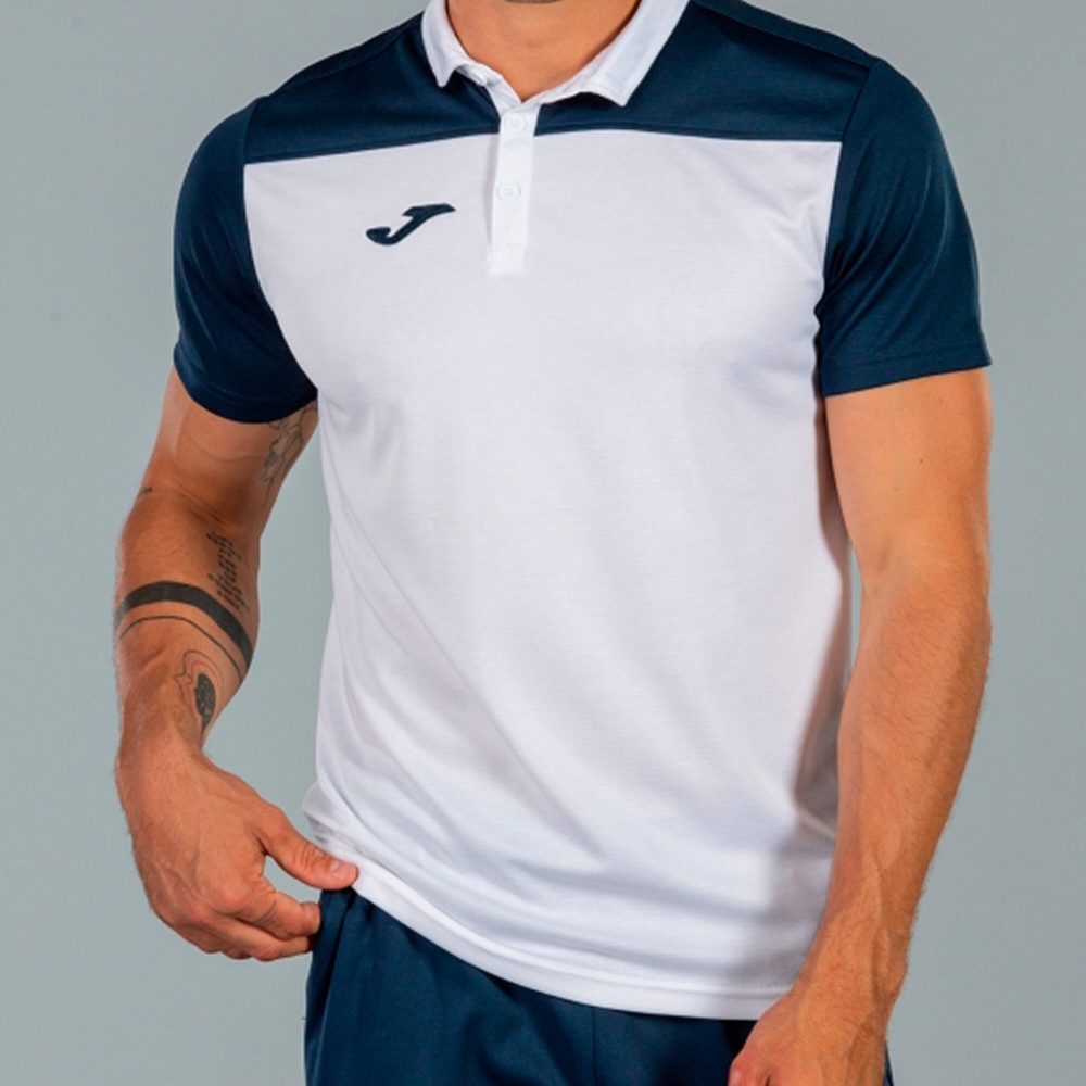 Tricouri Polo Joma Combi alb-bleumarin cu maneca scurta