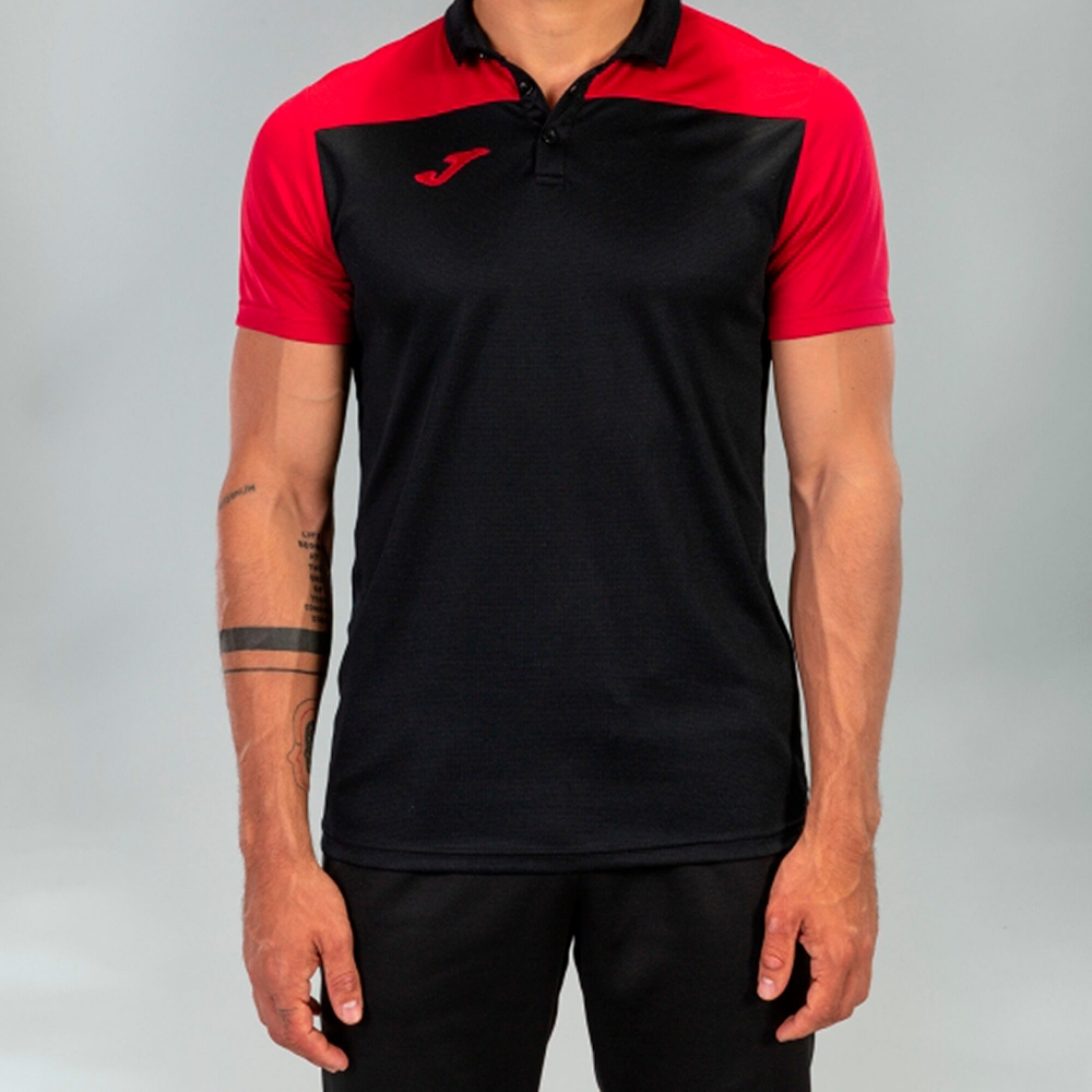 Tricouri Polo Joma Combi negru-rosu cu maneca scurta