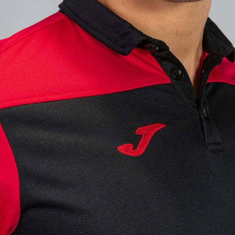 Tricouri Polo Joma Combi negru-rosu cu maneca scurta