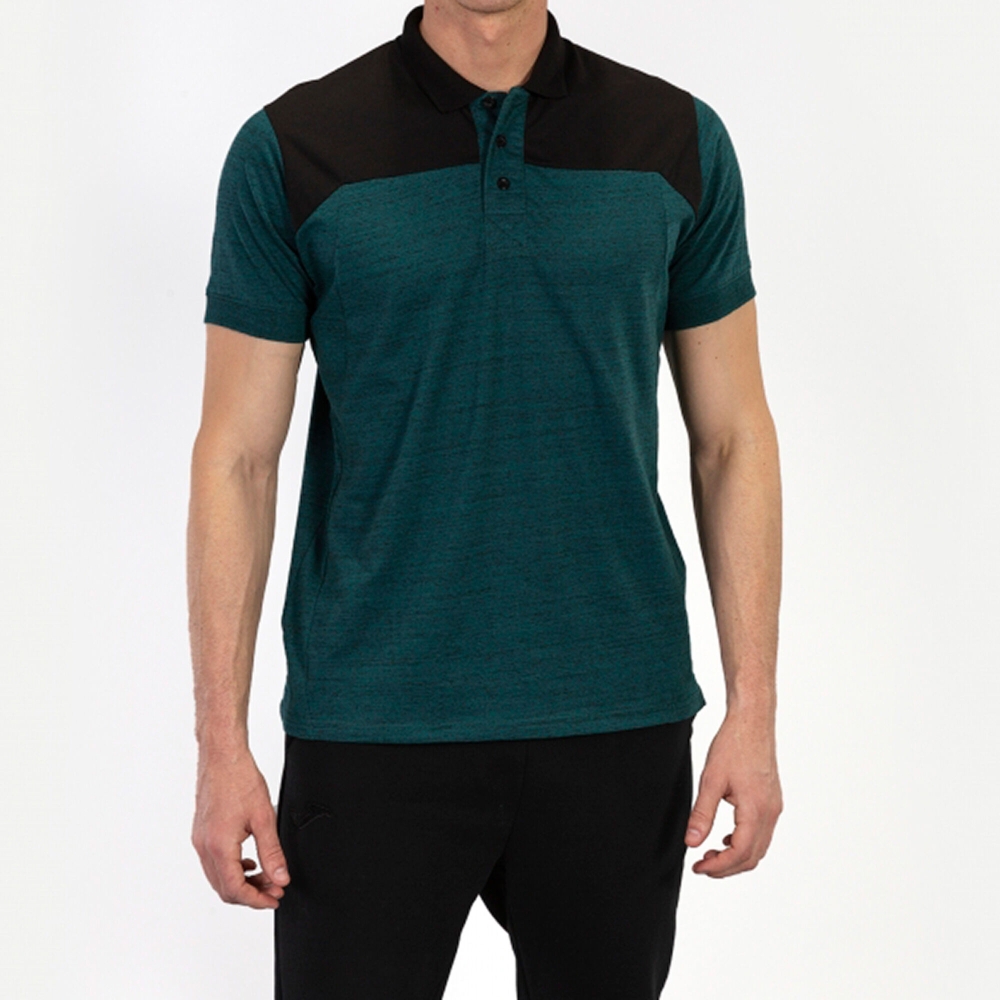 Tricouri Polo Joma Winner II bumbac verde-negru cu maneca scurta