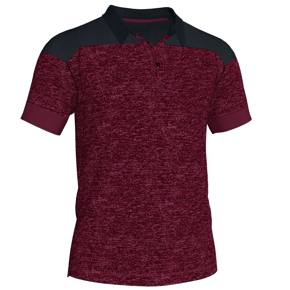 Tricouri Polo Joma Winner II bumbac visiniu-negru cu maneca scurta rosu burgundy