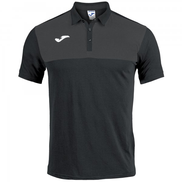 Tricouri polo Joma Winner negru-cu maneca scurta gri inchis