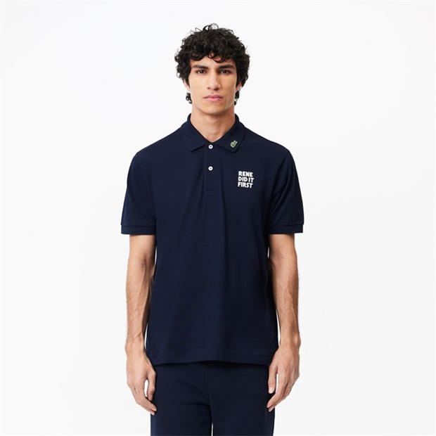 Tricou Tricouri polo Lacoste Embroidered bleumarin albastru