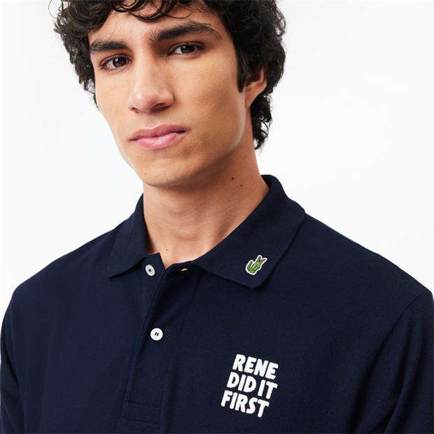 Tricou Tricouri polo Lacoste Embroidered bleumarin albastru