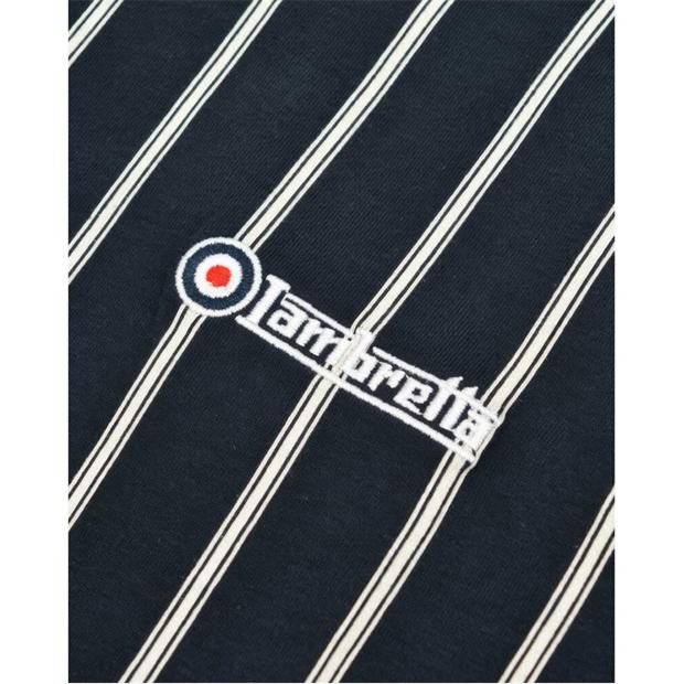 Tricouri polo Lambretta Pins pentru barbati bleumarin alb