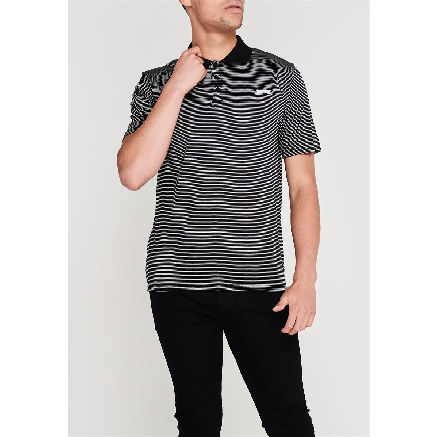 Tricouri Polo Slazenger Micro cu dungi Golf pentru Barbati negru