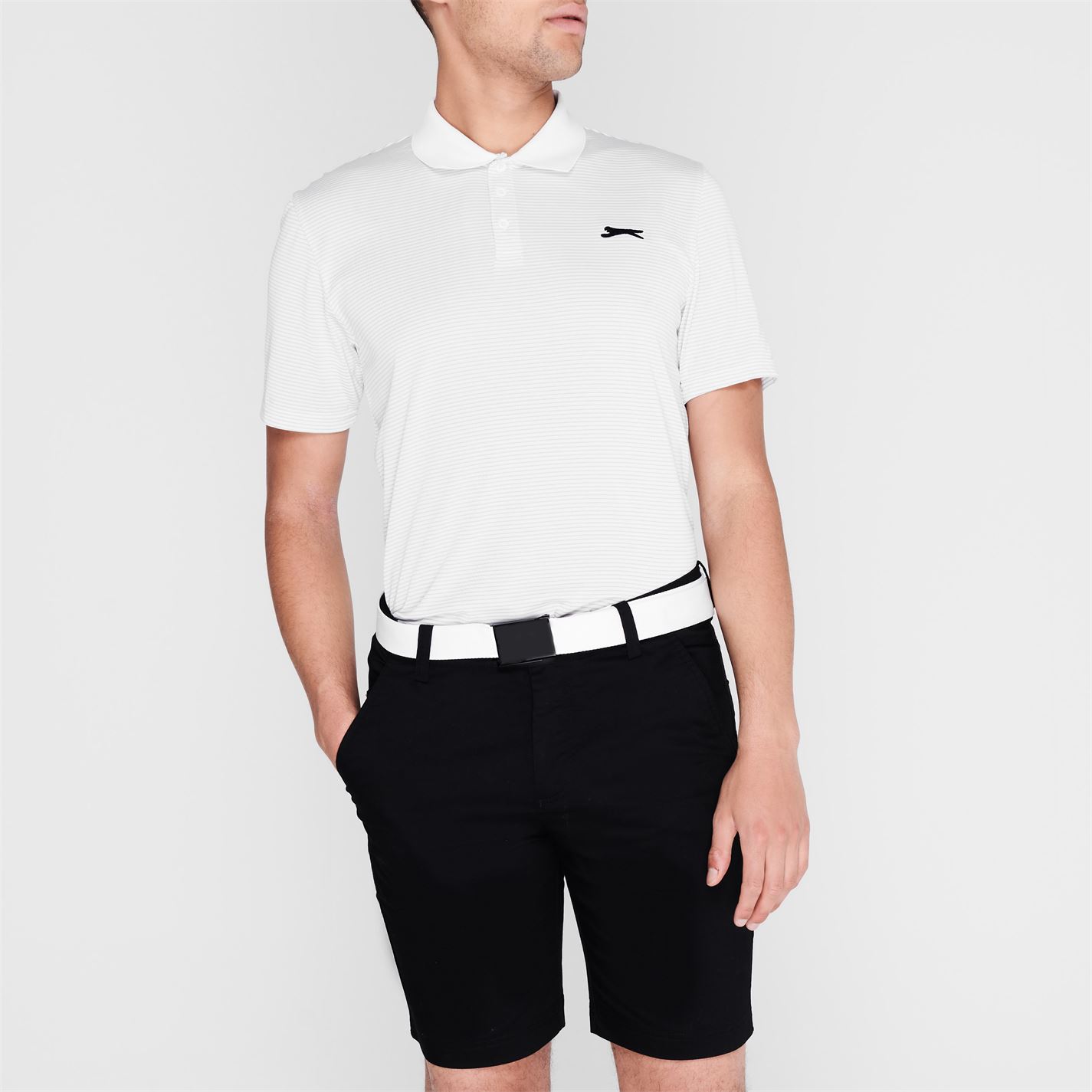 Tricouri Polo Slazenger Micro cu dungi Golf pentru Barbati alb