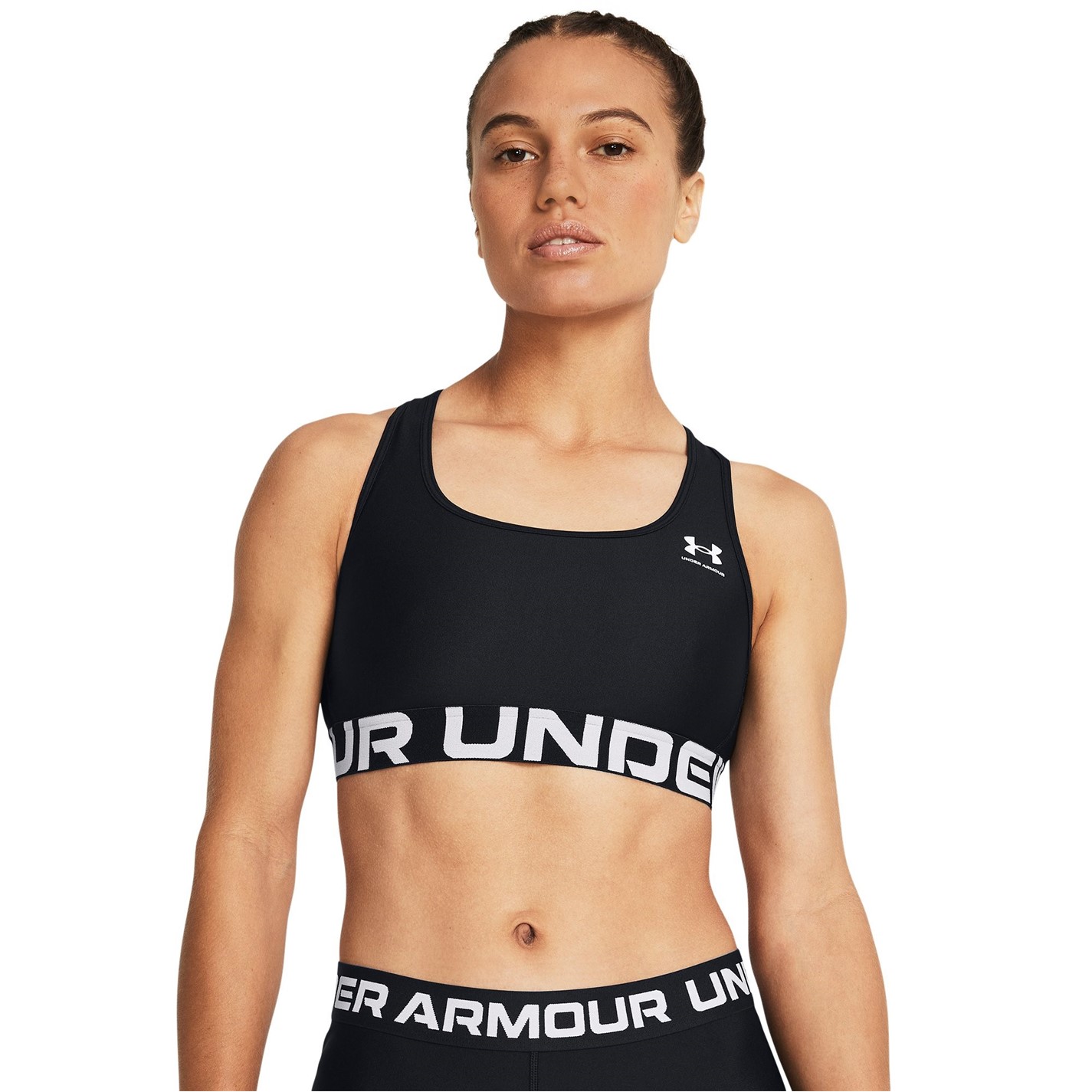 Bustiera sport Under ARMOUR HeatGear® Armour Mid Branded pentru Femei negru