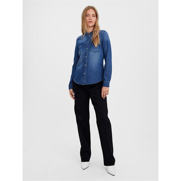 Vero Moda VM Shrt SlWov femei albastru denim