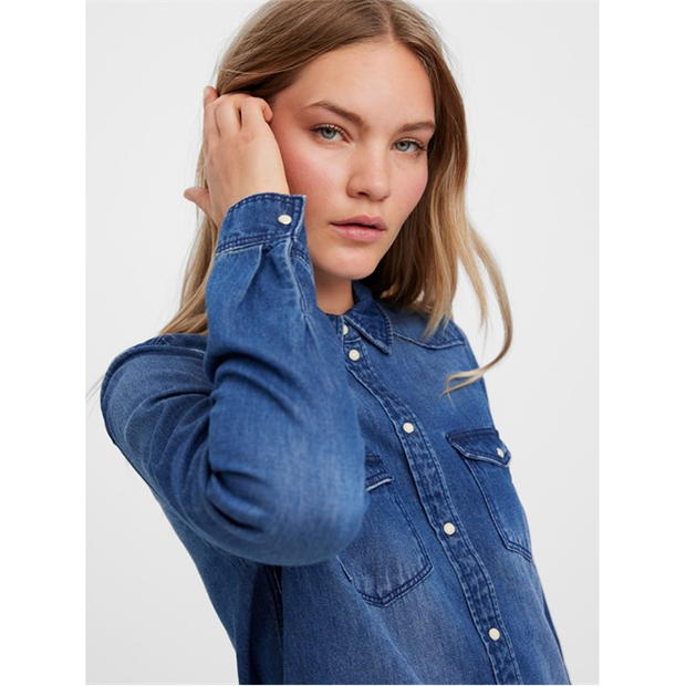 Vero Moda VM Shrt SlWov femei albastru denim